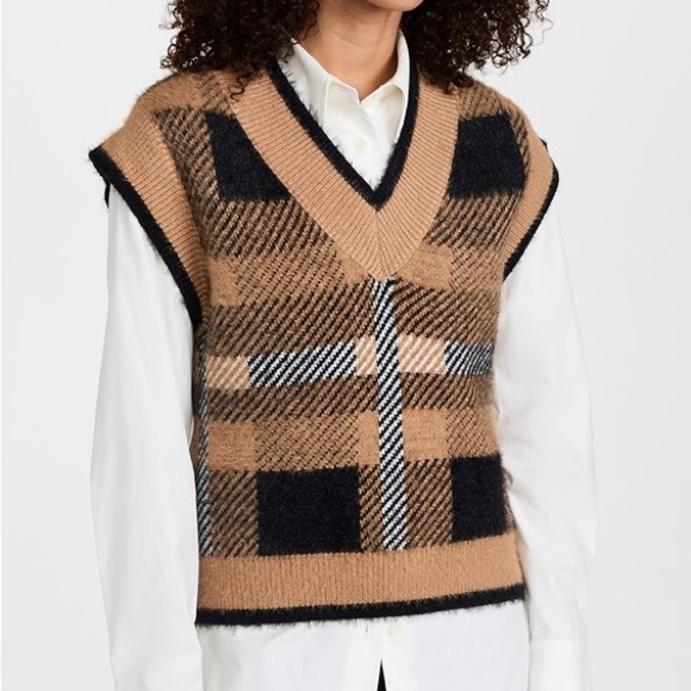 English Factory Plaid Mohair Sweater Vest NWOT